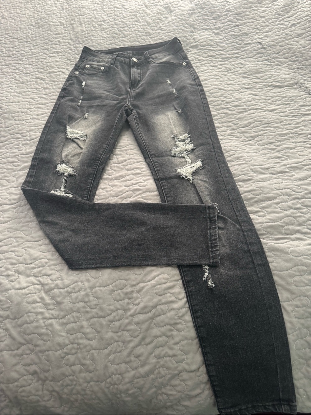 Slim Fit Distressed Women’s Black Jeans